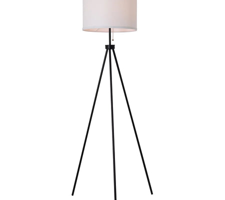 58" Black Metal Tripod Floor Lamp, Modern, Young Adult Dorms and Adult Home Office Use.