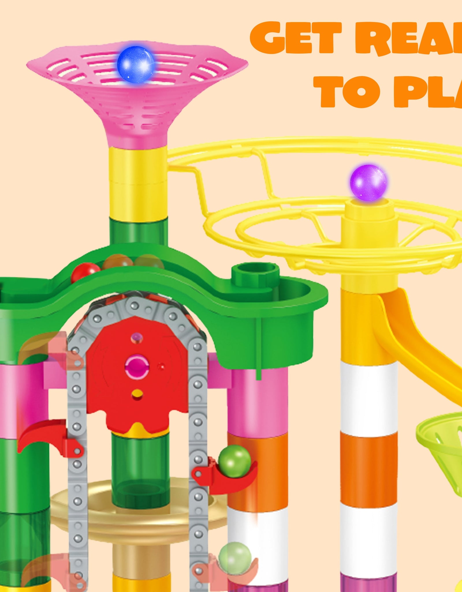 236 Pcs Glowing Marble Run with Motorized Elevator, Construction Building Blocks with 30 Glow in the Dark Marbles, Marble Run Toy Set for Kids Ages 4-8