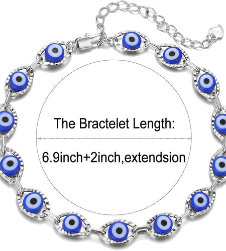 Gold Dainty Evil Eye Bracelets for Girls,14K Gold Evil Eye Chain Bracelet for Girls