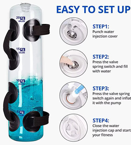 Fitness Aqua Bag Training Power Bag, Adjustable Water Weight Bag with Upgraded Air Pump 45LBS Portable Aqua Training Bag Instead of Sand Bag Training Home Gym for Workout Weights Training Balance