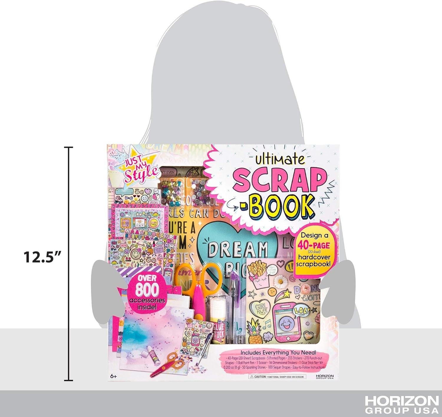 Ultimate Scrapbook by  Usa,Personalize & Decorate Your DIY Scrapbook with Stickers,Sequins,Gemstones & More.40-Page Hardcover Scrapbook,Pen,Scissors & Glue Stick Included , Beige