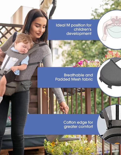 Load image into Gallery viewer, Baby Carrier,  6-In-1 Ergonomic Baby Carrier with Hip Seat Diaper Pocket Front and Back Baby Sling with Waist Stool Lumbar Support for Breastfeeding Newborn to Toddler, up 50Lbs (Gray)
