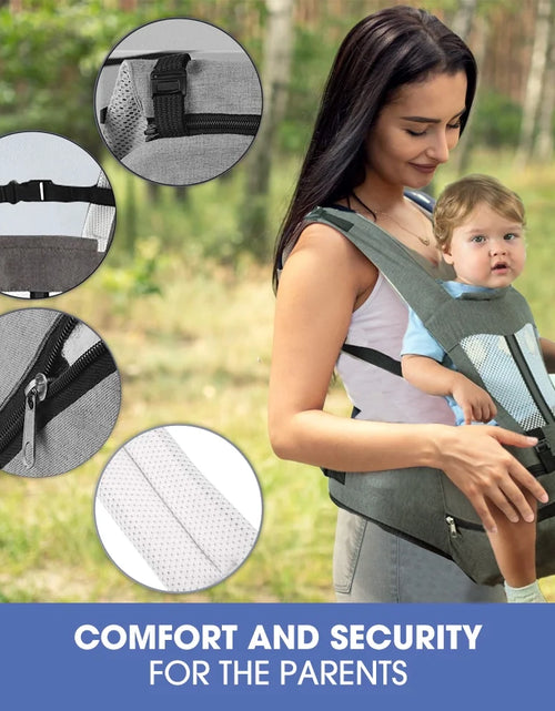 Load image into Gallery viewer, Baby Carrier,  6-In-1 Ergonomic Baby Carrier with Hip Seat Diaper Pocket Front and Back Baby Sling with Waist Stool Lumbar Support for Breastfeeding Newborn to Toddler, up 50Lbs (Gray)
