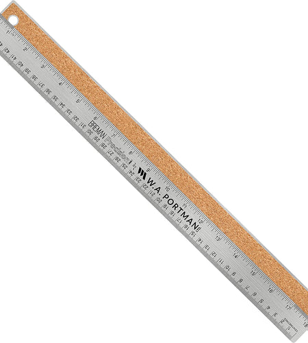 Metal Ruler 18 Inch - Stainless Steel Cork Back Metal Ruler - Premium Steel Straight Edge 18 Inch Metal Ruler - Flexible Stainless Steel Ruler - Imperial and Metric Ruler
