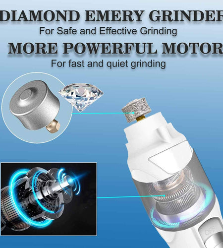 Pet Nail Grinder with LED Light & 2 Grinding Heads, 2-Speed Low Noise & More Powerful Dog Nail Grinder, Pet Nail Trimmer File, Painless Paw Claw Care, Quiet Toenail Grooming Tool for L/M/S Dogs/Cats