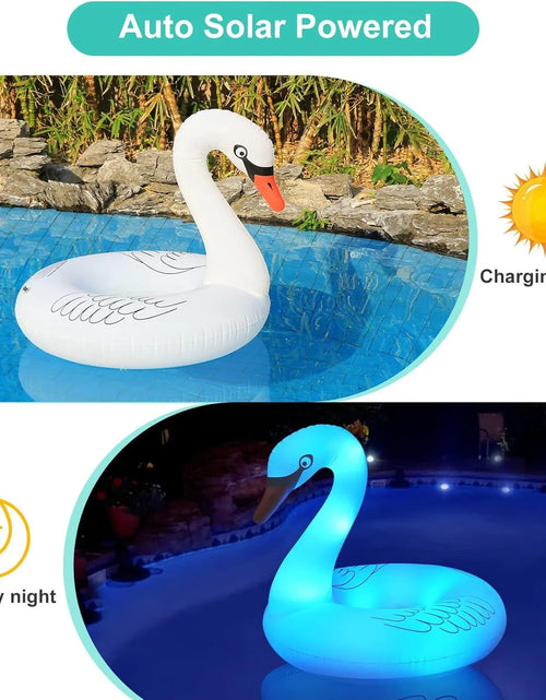 Load image into Gallery viewer, Swan Pool Floats with Solar Powered LED Color Changing Lights, 42'' Large Inflatable Pool Floaties Lake and Beach Floaty Summer Pool Lounge for Adults
