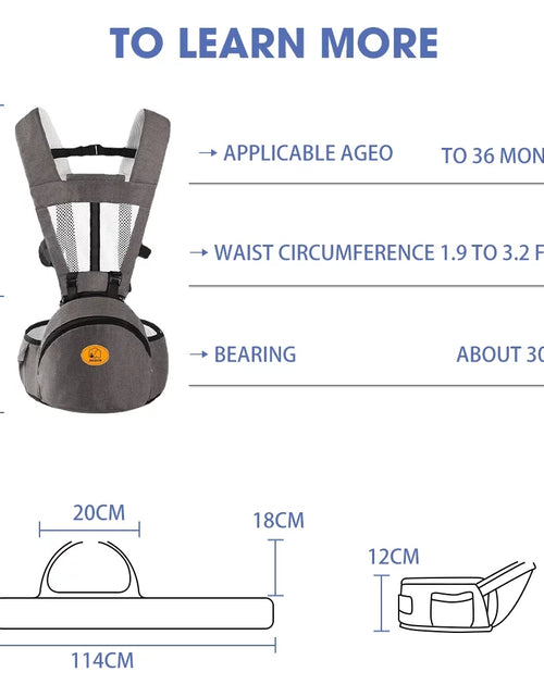Load image into Gallery viewer, Baby Carrier,  6-In-1 Ergonomic Baby Carrier with Hip Seat Diaper Pocket Front and Back Baby Sling with Waist Stool Lumbar Support for Breastfeeding Newborn to Toddler, up 50Lbs (Gray)
