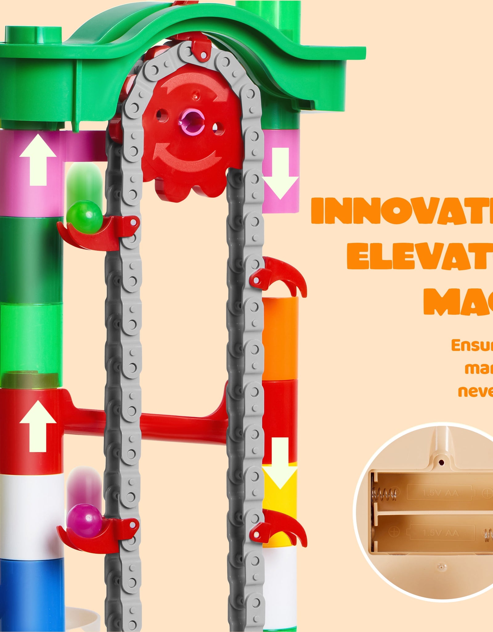 236 Pcs Glowing Marble Run with Motorized Elevator, Construction Building Blocks with 30 Glow in the Dark Marbles, Marble Run Toy Set for Kids Ages 4-8