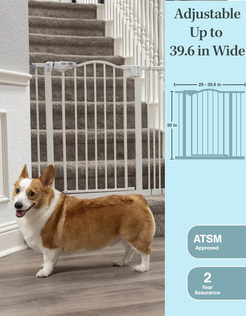 Load image into Gallery viewer, 29-39.6" Baby Gate for Pets, Auto Close Both Sides Dog Gate with One-Hand Opening, 30" Tall Safety Gates for Stairs, Hallways, Bedrooms, Wall Pressure Mount No Drill, White

