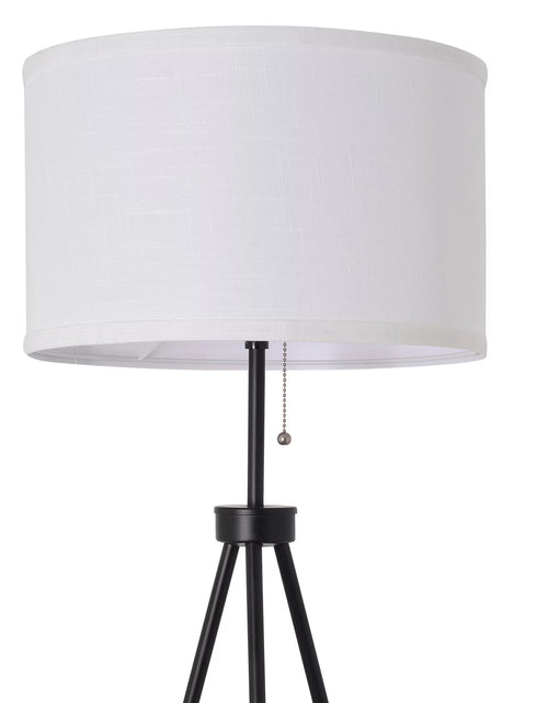 Load image into Gallery viewer, 58" Black Metal Tripod Floor Lamp, Modern, Young Adult Dorms and Adult Home Office Use.
