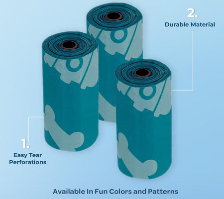 Dog Poop Bags for Waste Refuse Cleanup, Doggy Roll Replacements for Outdoor Puppy Walking and Travel, Leak Proof and Tear Resistant, Thick Plastic
