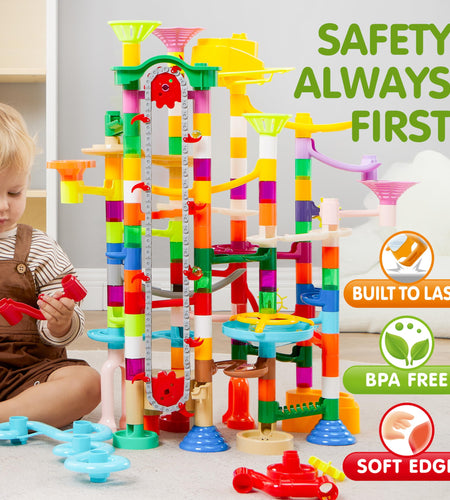 236 Pcs Glowing Marble Run with Motorized Elevator, Construction Building Blocks with 30 Glow in the Dark Marbles, Marble Run Toy Set for Kids Ages 4-8