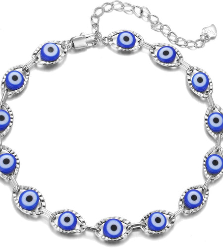 Gold Dainty Evil Eye Bracelets for Girls,14K Gold Evil Eye Chain Bracelet for Girls