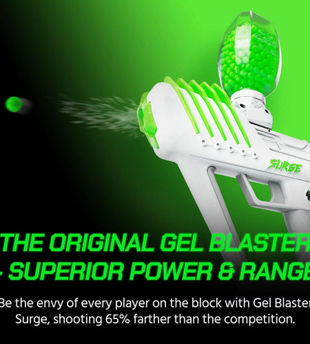 SURGE 1.5, Electric Green, Water-Based Gellet Blaster with 10,000 Electric Green Gellet Pack