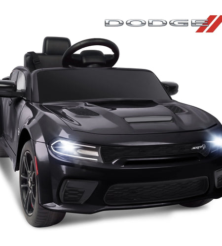 Dodge Electric Ride on Cars for Kids, 12 V Licensed Dodge Charger SRT Powered Ride on Toys Cars with Parent Remote Control, Electric Car for Girls 3-5 W/Music Player/Led Headlights/Safety Belt, Black