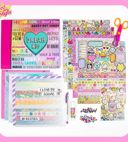 Ultimate Scrapbook by  Usa,Personalize & Decorate Your DIY Scrapbook with Stickers,Sequins,Gemstones & More.40-Page Hardcover Scrapbook,Pen,Scissors & Glue Stick Included , Beige