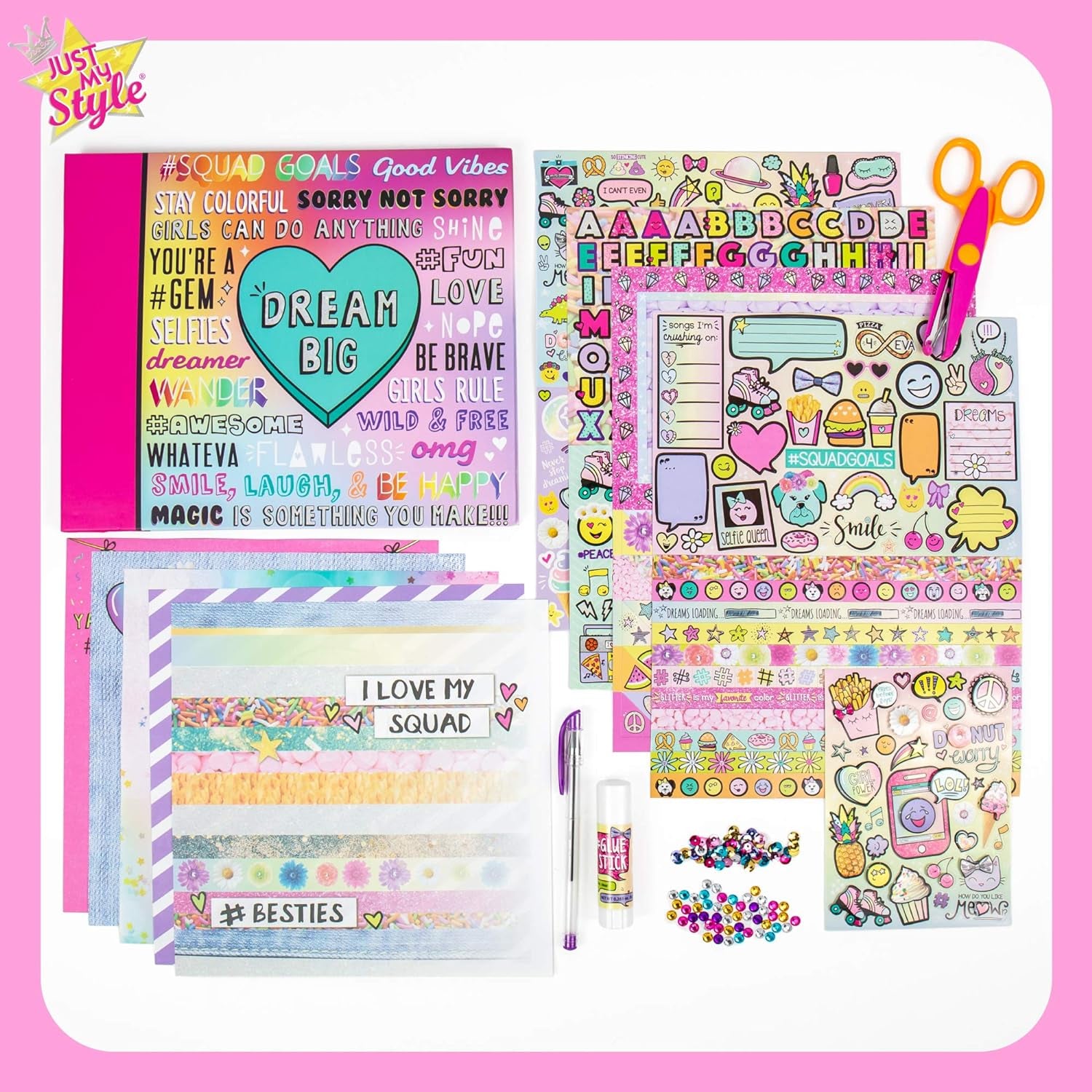 Ultimate Scrapbook by  Usa,Personalize & Decorate Your DIY Scrapbook with Stickers,Sequins,Gemstones & More.40-Page Hardcover Scrapbook,Pen,Scissors & Glue Stick Included , Beige
