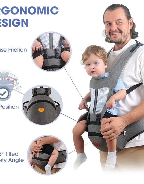 Load image into Gallery viewer, Baby Carrier,  6-In-1 Ergonomic Baby Carrier with Hip Seat Diaper Pocket Front and Back Baby Sling with Waist Stool Lumbar Support for Breastfeeding Newborn to Toddler, up 50Lbs (Gray)
