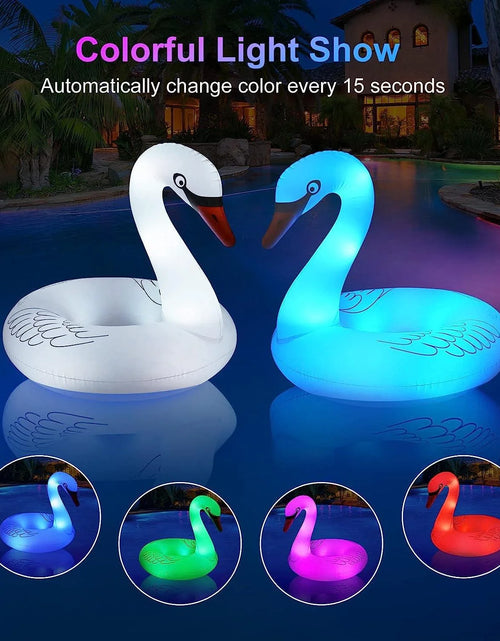 Load image into Gallery viewer, Swan Pool Floats with Solar Powered LED Color Changing Lights, 42'' Large Inflatable Pool Floaties Lake and Beach Floaty Summer Pool Lounge for Adults
