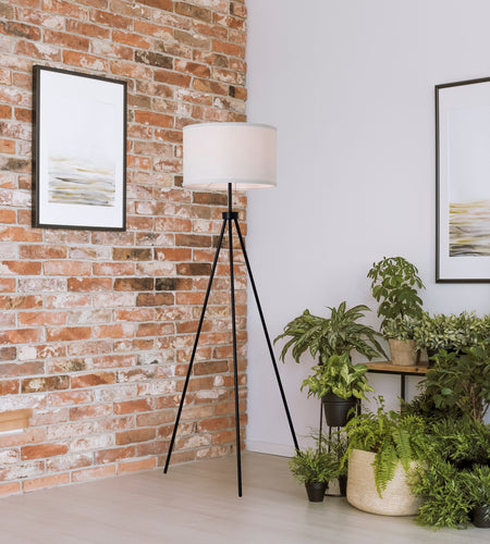 58" Black Metal Tripod Floor Lamp, Modern, Young Adult Dorms and Adult Home Office Use.