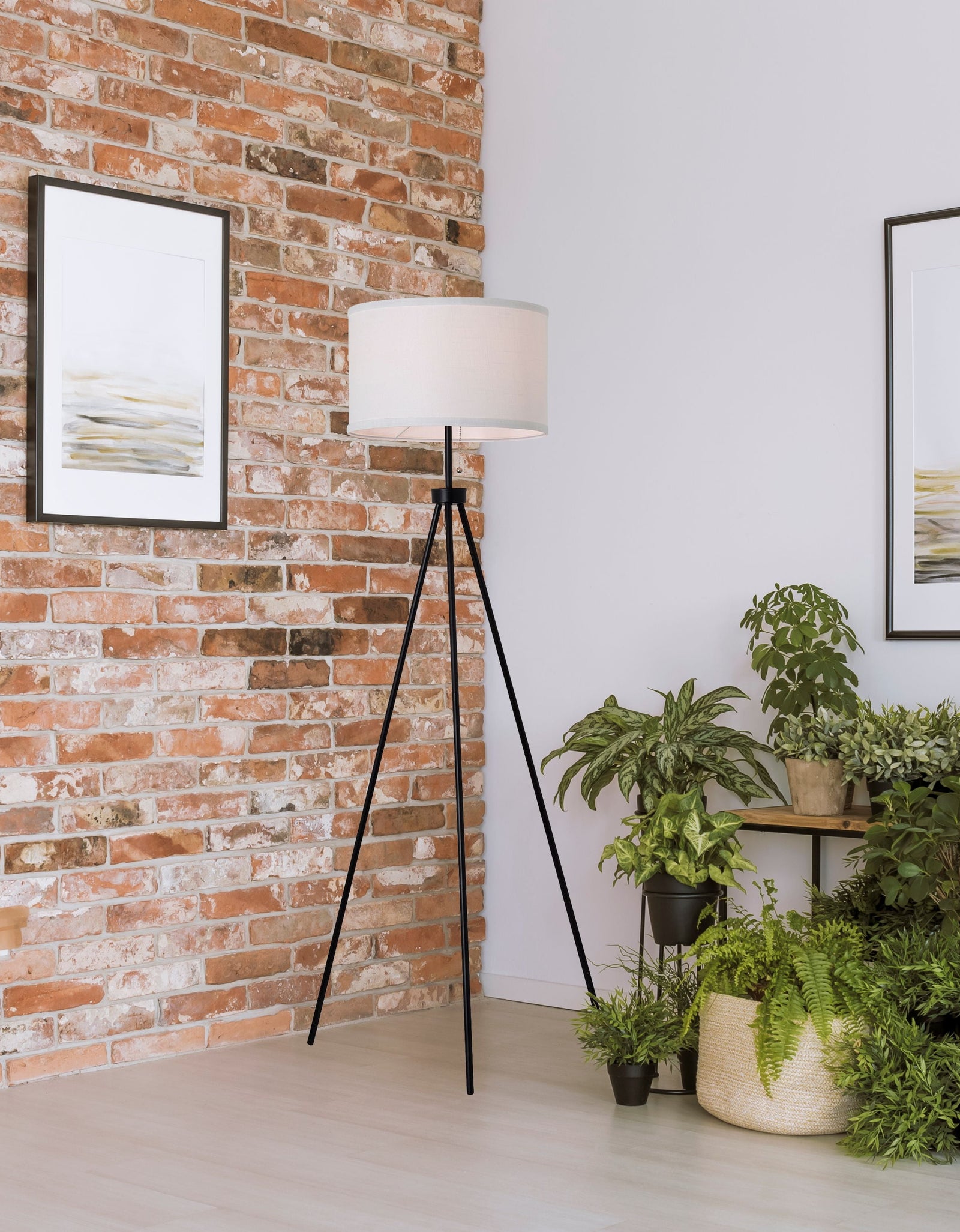 58" Black Metal Tripod Floor Lamp, Modern, Young Adult Dorms and Adult Home Office Use.