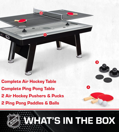 80” Power Play 2-In-1 Air Hockey Table with Table Tennis Top