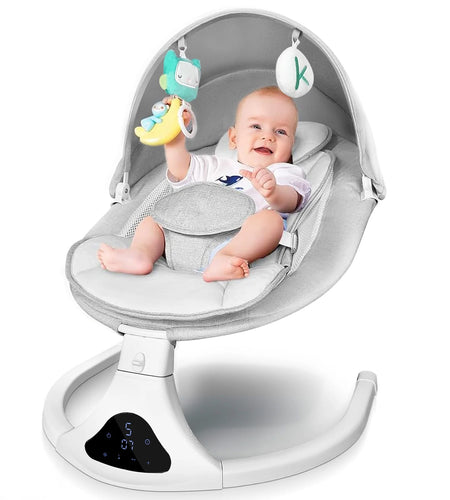 Electric Baby Swing for Infants, Bluetooth Swing Baby Bouncer Baby Rocker with Intelligence Timing, Gray