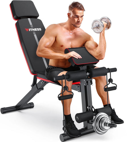 770 LB Adjustable Weight Bench Foldable Workout Bench Press for Full Body Strength Training, Incline Decline Bench with Fast Folding