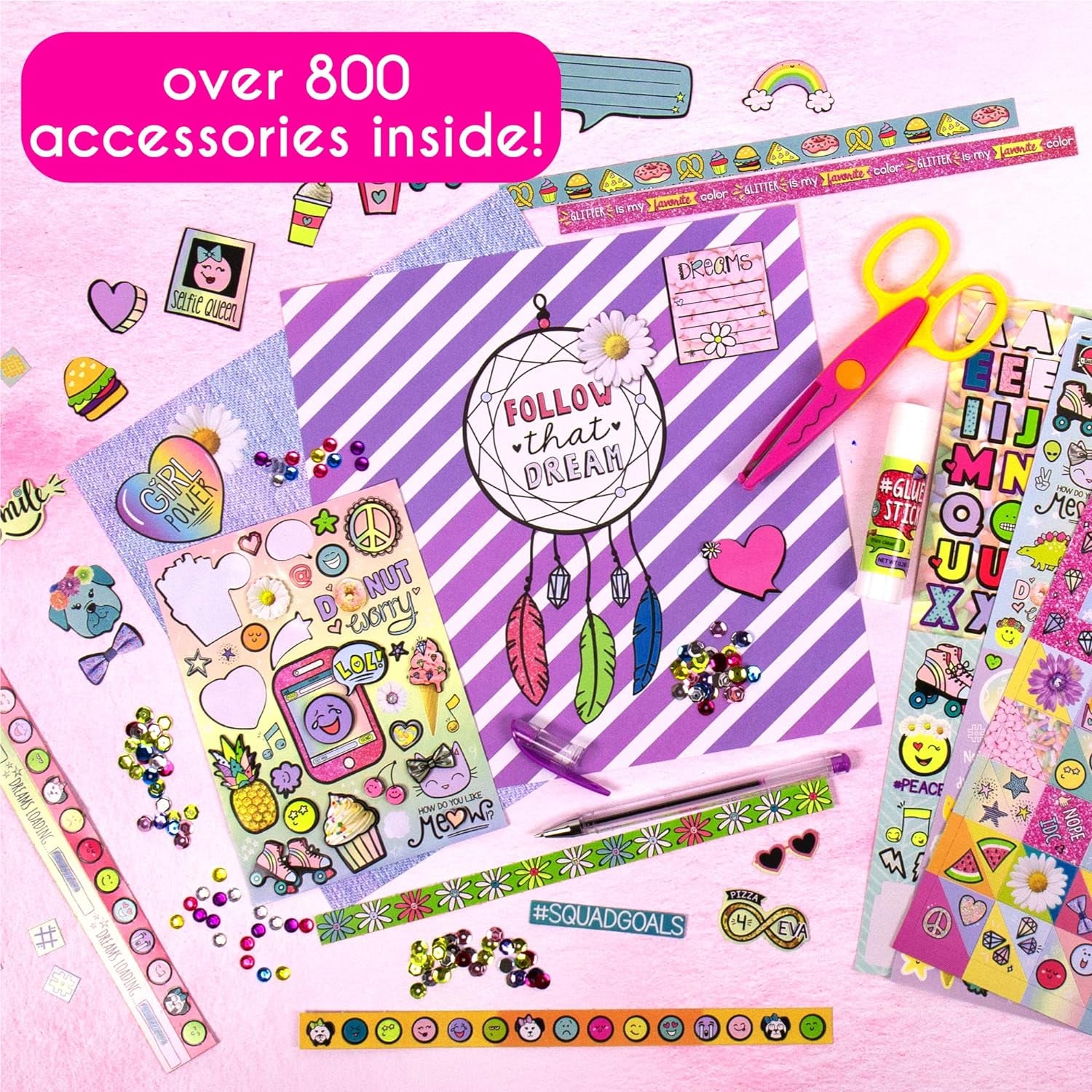 Ultimate Scrapbook by  Usa,Personalize & Decorate Your DIY Scrapbook with Stickers,Sequins,Gemstones & More.40-Page Hardcover Scrapbook,Pen,Scissors & Glue Stick Included , Beige