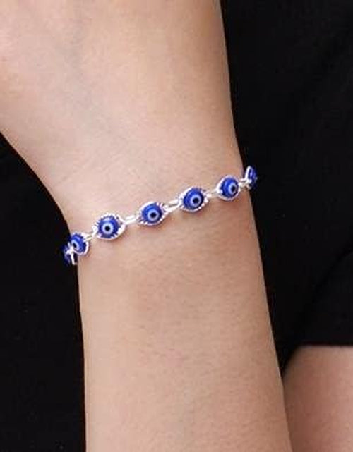 Load image into Gallery viewer, Gold Dainty Evil Eye Bracelets for Girls,14K Gold Evil Eye Chain Bracelet for Girls
