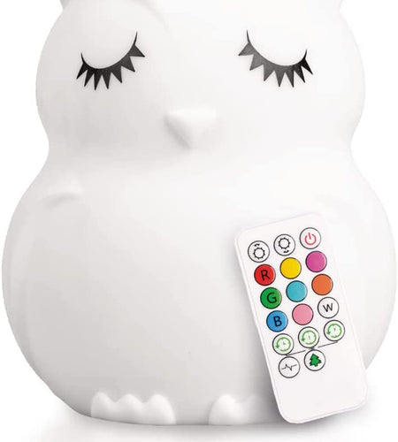 Silicone Night Light for Kids, Bear - 9 Soft Colors, Remote Sleep Timer - Rechargeable, Battery-Operated Light for Toddler, Baby, Girls, Boys - Bedroom, Nursery