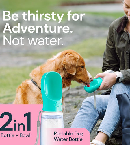 Dog Water Bottle, Lightweigh, Leak Proof Portable Travel Dog Water Dispenser - Perfect Puppy Drinking Bowl on the Go for Outdoor Walking and Hiking - Pet Accessories (19Oz, Blue)