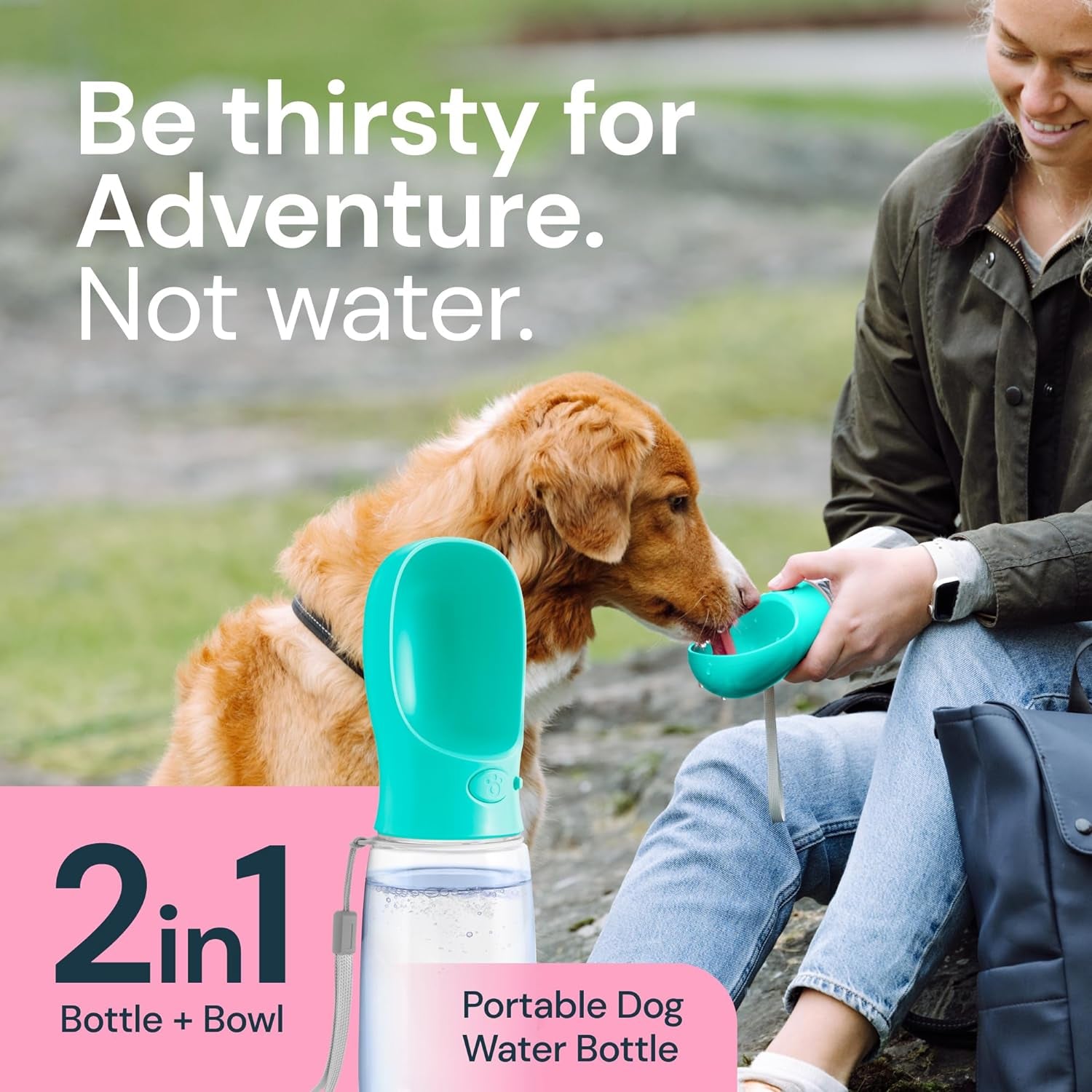 Dog Water Bottle, Lightweigh, Leak Proof Portable Travel Dog Water Dispenser - Perfect Puppy Drinking Bowl on the Go for Outdoor Walking and Hiking - Pet Accessories (19Oz, Blue)