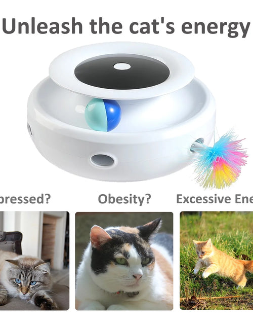 Load image into Gallery viewer, Cat Toys 2-In-1 Interactive Cat Toys for Indoor Cats, Cat Balls, Cat Mice Toy, Cat Entertainment Toys, Electric Cat Toy for Cats/Kittens, Dual Power Supplies, White
