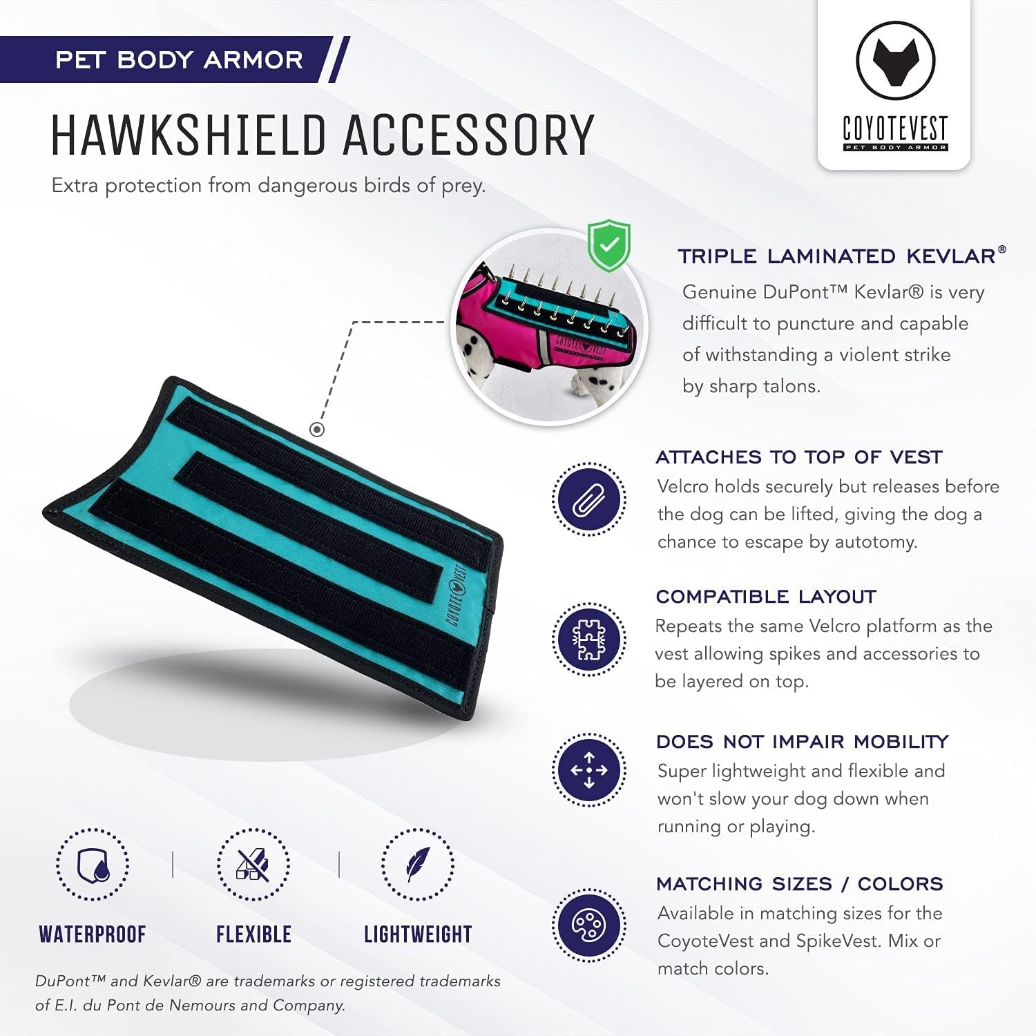 Hawkshield Pad for  or Spikevest Dog Harness Vest, Protective Dog Accessories to Shield Your Pet from Raptor, Hawk, Coyote and Animal Attacks