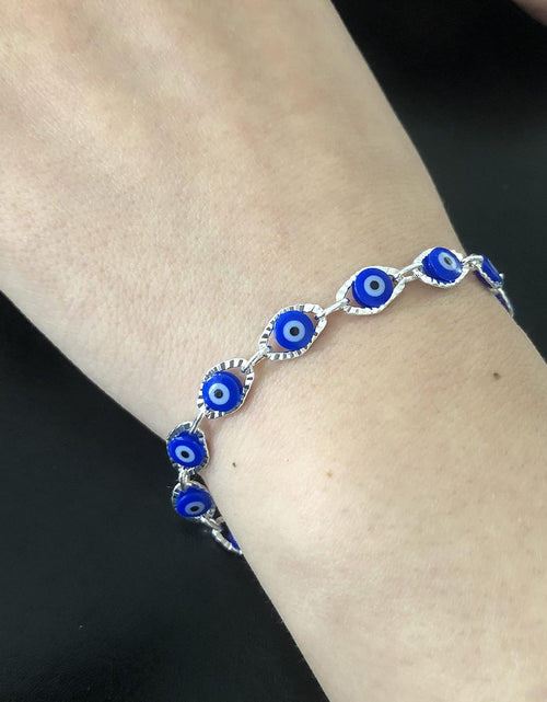 Load image into Gallery viewer, Gold Dainty Evil Eye Bracelets for Girls,14K Gold Evil Eye Chain Bracelet for Girls
