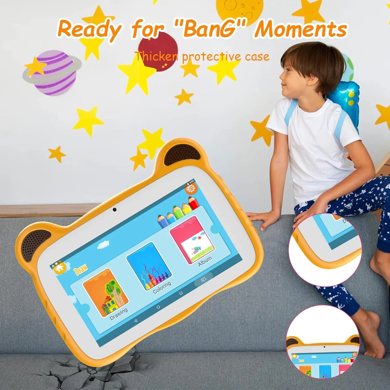 Kids Tablet 7 Inch Tablet for Kids Android 12 Toddler Tablet 2GB RAM+32GB ROM Wifi Tablet Pre Installed & Parent Control Learning Education Tablet Dual Camera IPS Touch Screen