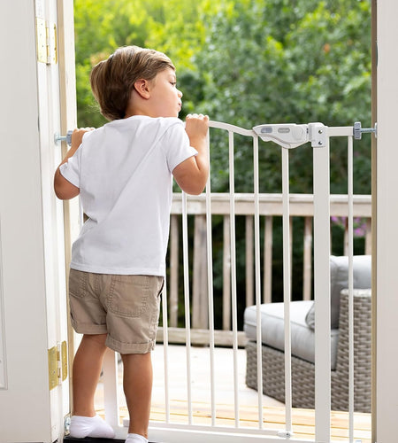29-39.6" Baby Gate for Pets, Auto Close Both Sides Dog Gate with One-Hand Opening, 30" Tall Safety Gates for Stairs, Hallways, Bedrooms, Wall Pressure Mount No Drill, White