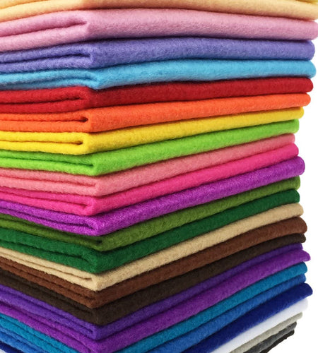 28Pcs 12 X 12 Inches (30Cmx30Cm) 1.4Mm Thick Soft Felt Fabric Sheet Assorted Color Felt Pack DIY Craft Sewing Squares Nonwoven Patchwork