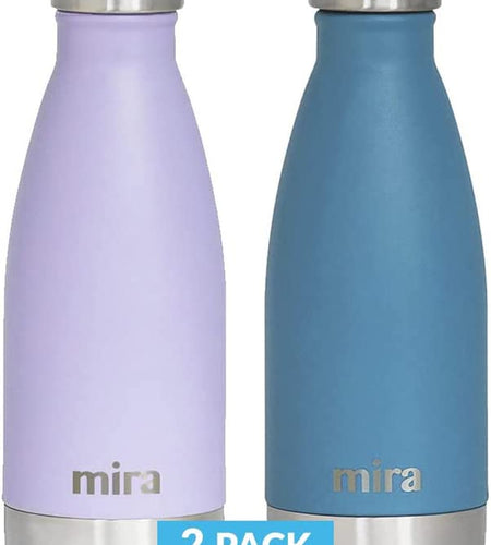 12 Oz 2 Pack Stainless Steel Vacuum Insulated Kids Water Bottle - Double Walled Cola Shape Thermos - 24 Hours Cold, 12 Hours Hot - Reusable Metal Water Bottle - Leak-Proof Sports Flask