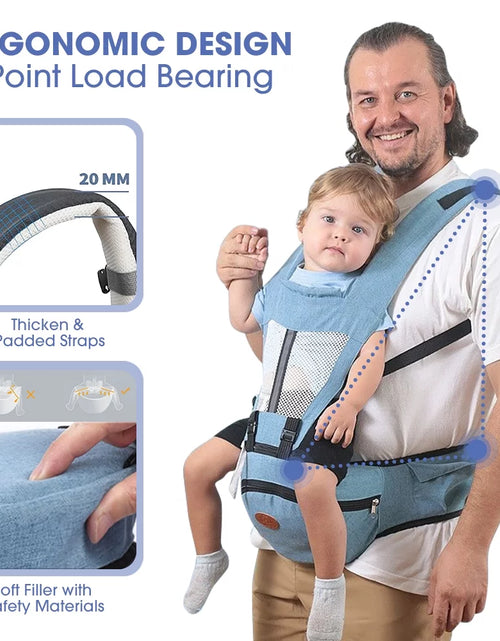 Load image into Gallery viewer, Baby Carrier,  6-In-1 Ergonomic Baby Carrier with Hip Seat Diaper Pocket Front and Back Baby Sling with Waist Stool Lumbar Support for Breastfeeding Newborn to Toddler, up 50Lbs (Gray)
