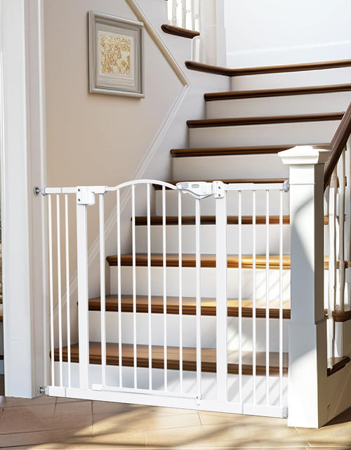 Load image into Gallery viewer, 29-39.6" Baby Gate for Pets, Auto Close Both Sides Dog Gate with One-Hand Opening, 30" Tall Safety Gates for Stairs, Hallways, Bedrooms, Wall Pressure Mount No Drill, White
