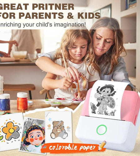 Thermal Mini Printer, Portable Inkless Sticker Maker, Bluetooth Printer for Phone, Wireless Label Printer with Tape, Free Cut Small Pocket Printer for Notes&Children DIY, Compatible with Ios&Android