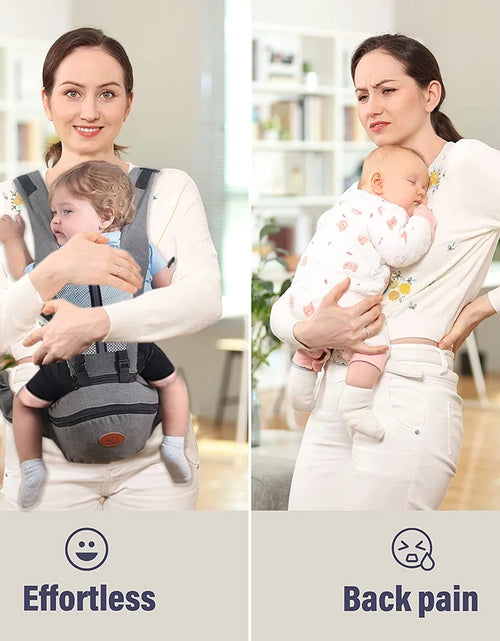 Load image into Gallery viewer, Baby Carrier,  6-In-1 Ergonomic Baby Carrier with Hip Seat Diaper Pocket Front and Back Baby Sling with Waist Stool Lumbar Support for Breastfeeding Newborn to Toddler, up 50Lbs (Gray)
