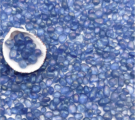 2.2 Lbs Small Aquarium Substrate Gravel Sand, Polished Smooth Fish Tank Gravel, Colorfast Uncoated Vibrant Blue Sea Glass, Decorative Stones for Vase Fillers, Fairy Garden, Potted Plants