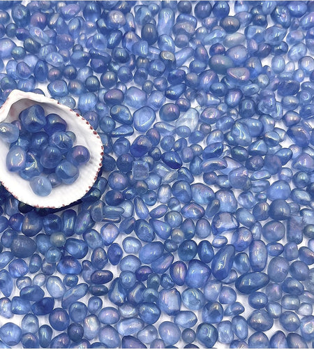 2.2 Lbs Small Aquarium Substrate Gravel Sand, Polished Smooth Fish Tank Gravel, Colorfast Uncoated Vibrant Blue Sea Glass, Decorative Stones for Vase Fillers, Fairy Garden, Potted Plants