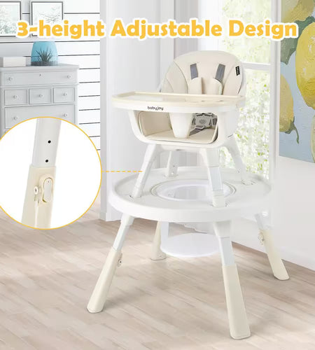 6-In-1 Baby High Chair Infant Activity Center with Height Adjustment