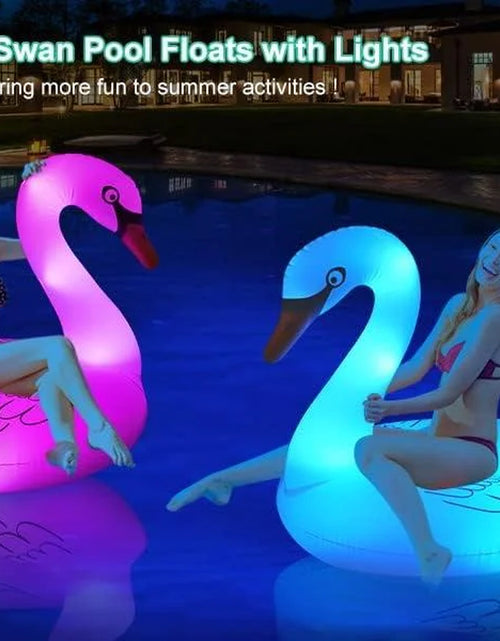 Load image into Gallery viewer, Swan Pool Floats with Solar Powered LED Color Changing Lights, 42'' Large Inflatable Pool Floaties Lake and Beach Floaty Summer Pool Lounge for Adults
