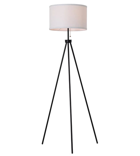 58" Black Metal Tripod Floor Lamp, Modern, Young Adult Dorms and Adult Home Office Use.