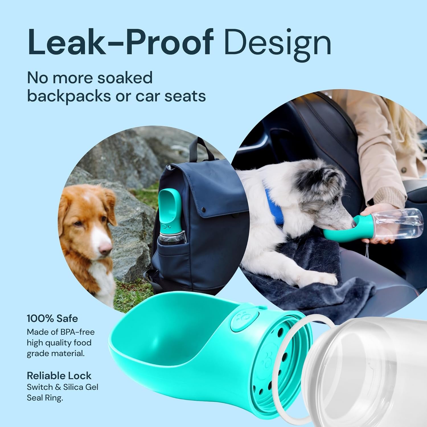 Dog Water Bottle, Lightweigh, Leak Proof Portable Travel Dog Water Dispenser - Perfect Puppy Drinking Bowl on the Go for Outdoor Walking and Hiking - Pet Accessories (19Oz, Blue)